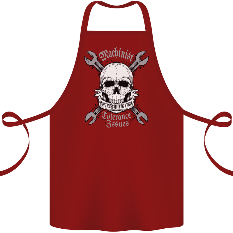 Machinist I Have Tolerance Issues Skull Cotton Apron 100% Organic Maroon