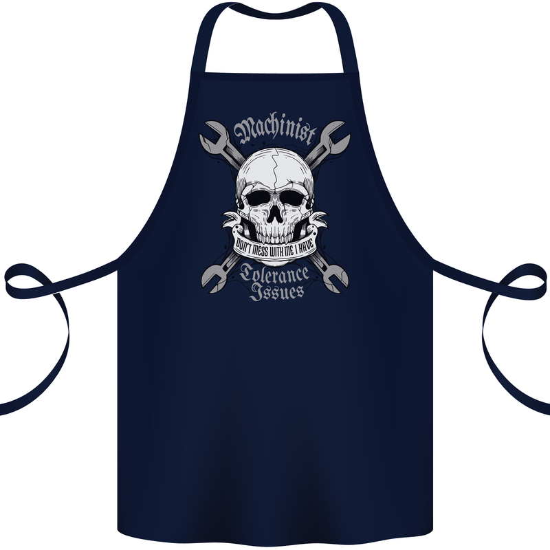 Machinist I Have Tolerance Issues Skull Cotton Apron 100% Organic Navy Blue