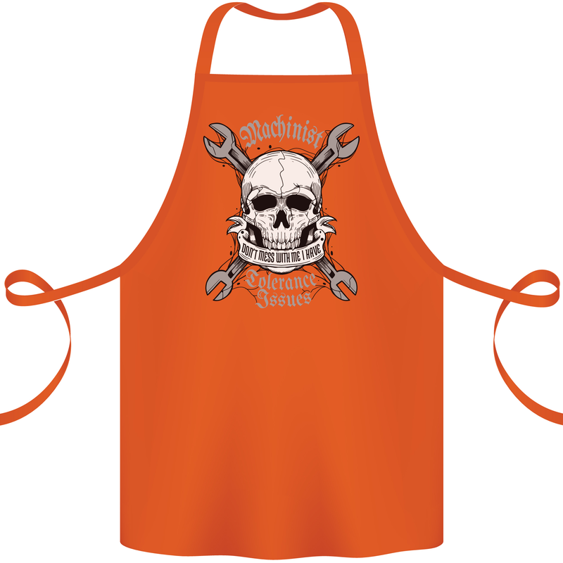 Machinist I Have Tolerance Issues Skull Cotton Apron 100% Organic Orange