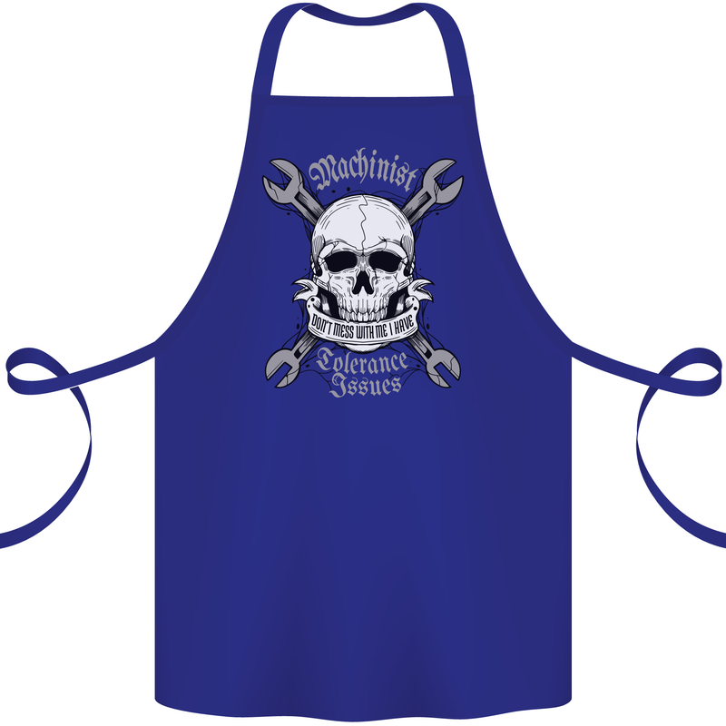 Machinist I Have Tolerance Issues Skull Cotton Apron 100% Organic Royal Blue