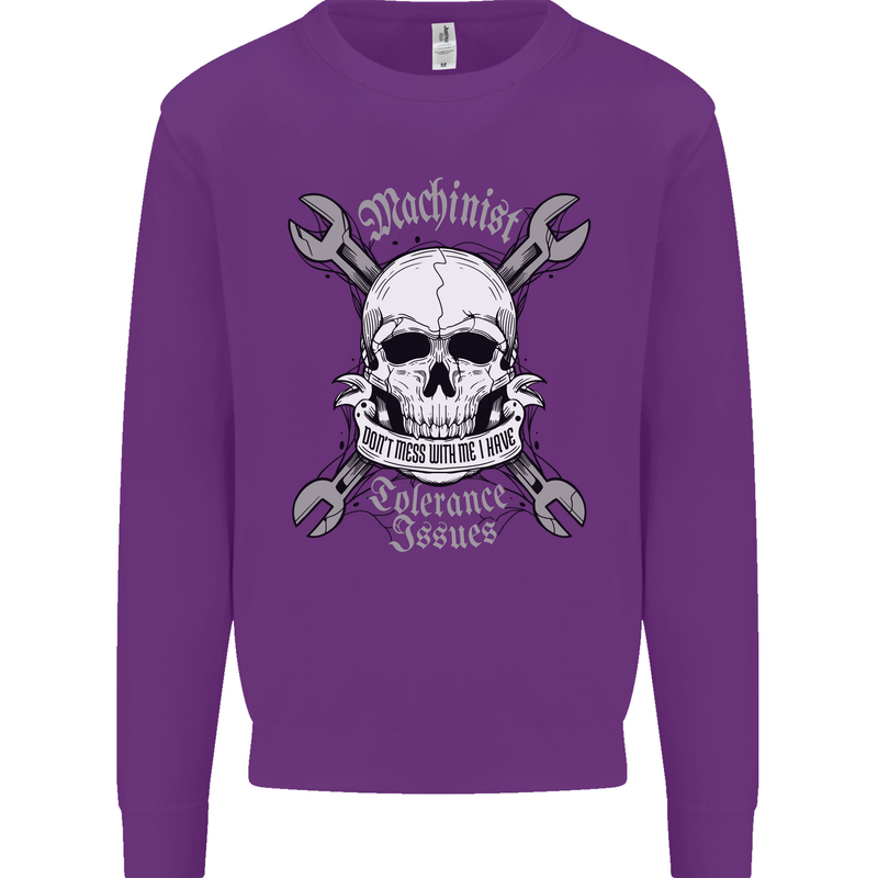 Machinist I Have Tolerance Issues Skull Kids Sweatshirt Jumper Purple