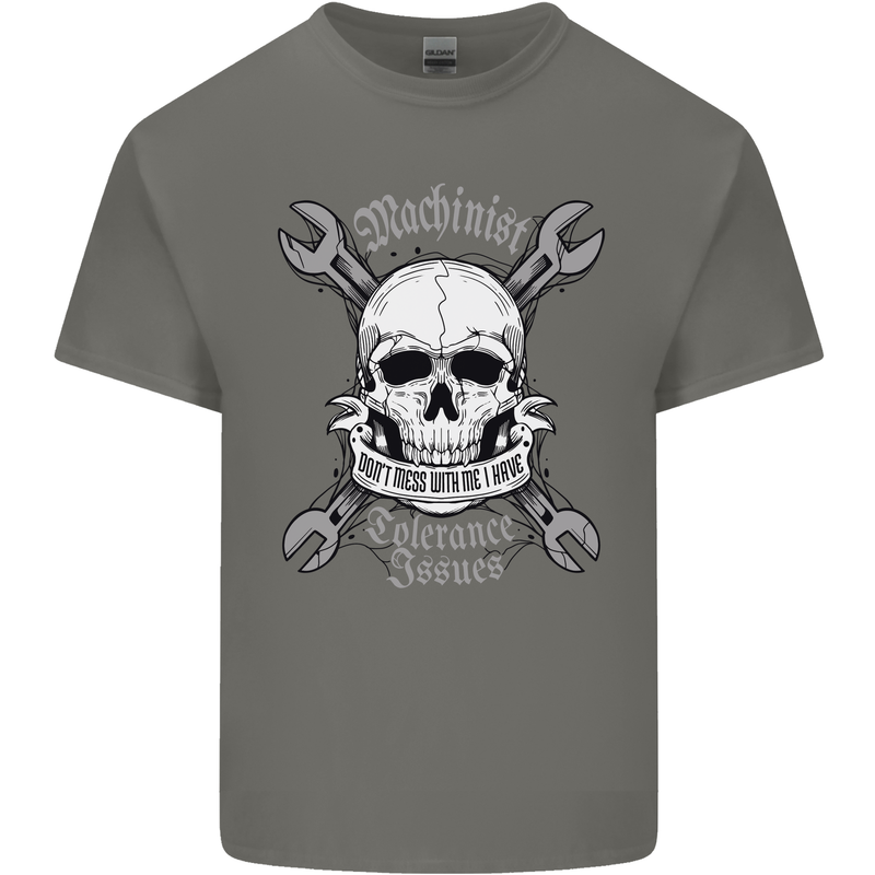 Machinist I Have Tolerance Issues Skull Kids T-Shirt Childrens Charcoal