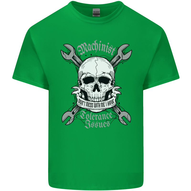 Machinist I Have Tolerance Issues Skull Kids T-Shirt Childrens Irish Green