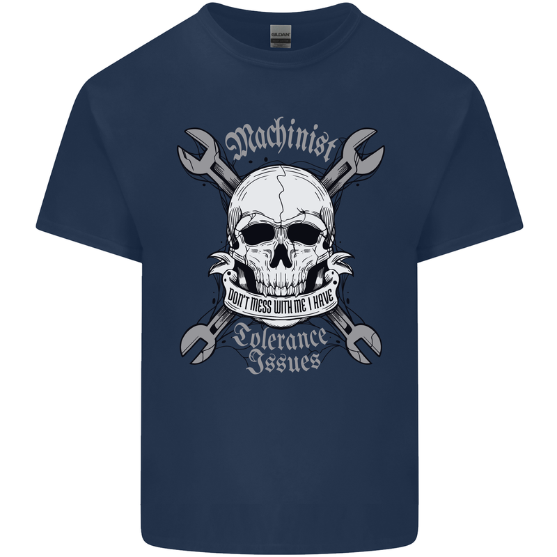 Machinist I Have Tolerance Issues Skull Kids T-Shirt Childrens Navy Blue
