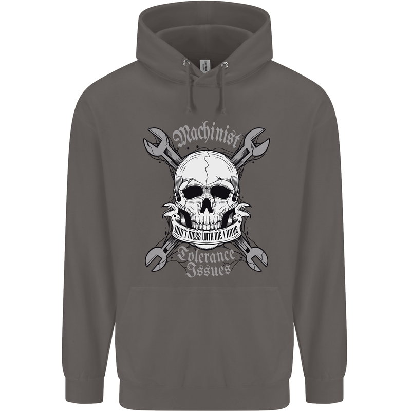 Machinist I Have Tolerance Issues Skull Mens 80% Cotton Hoodie Charcoal