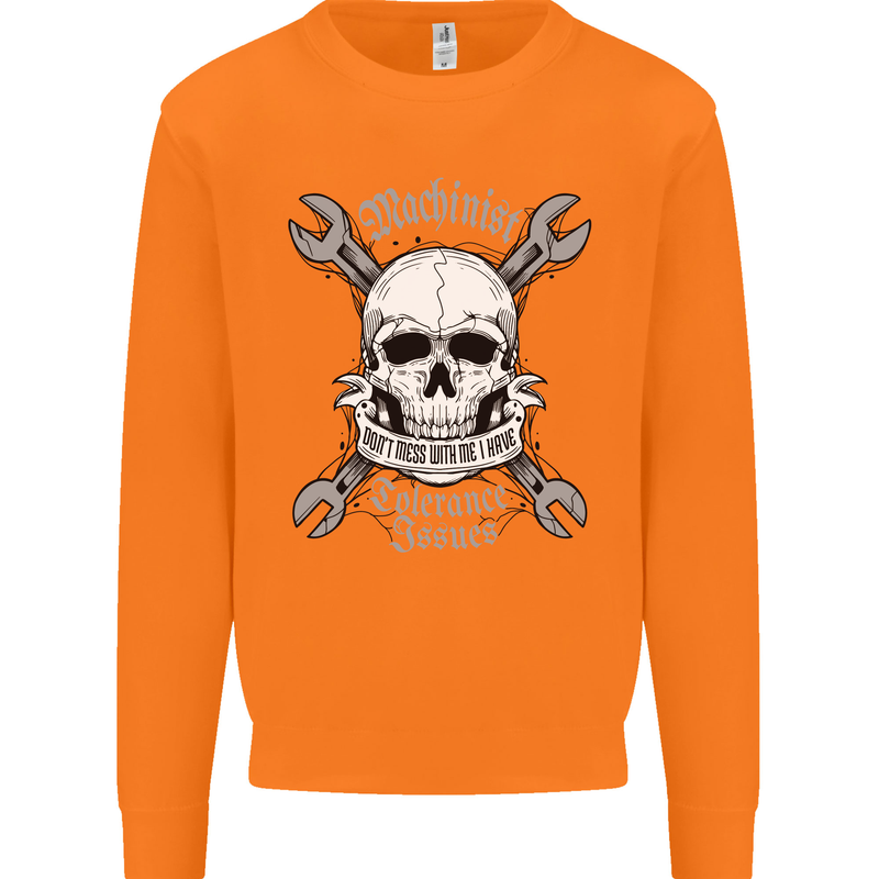 Machinist I Have Tolerance Issues Skull Mens Sweatshirt Jumper Orange