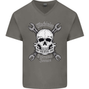 Machinist I Have Tolerance Issues Skull Mens V-Neck Cotton T-Shirt Charcoal