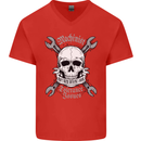 Machinist I Have Tolerance Issues Skull Mens V-Neck Cotton T-Shirt Red