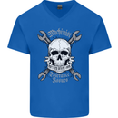 Machinist I Have Tolerance Issues Skull Mens V-Neck Cotton T-Shirt Royal Blue