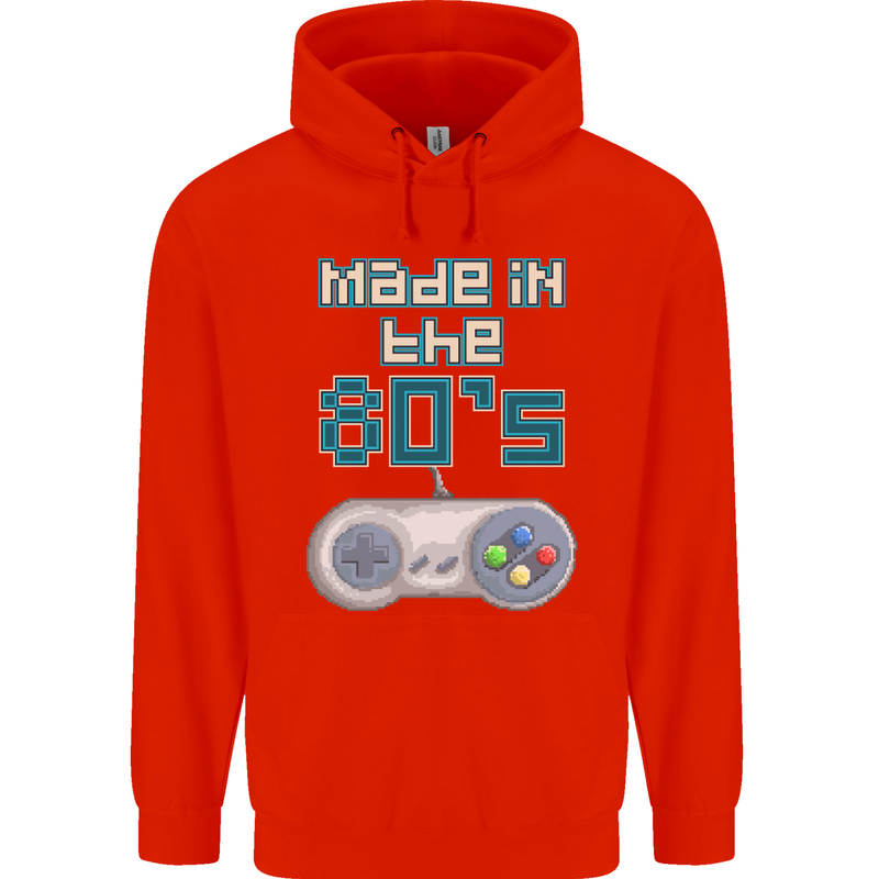 Made in the 80's Funny Birthday Retro Mens 80% Cotton Hoodie Bright Red