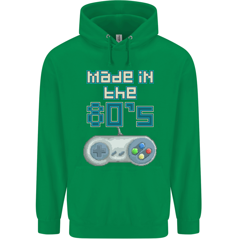 Made in the 80's Funny Birthday Retro Mens 80% Cotton Hoodie Irish Green