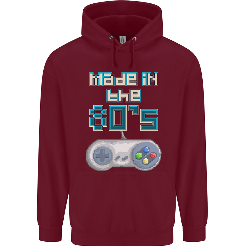 Made in the 80's Funny Birthday Retro Mens 80% Cotton Hoodie Maroon
