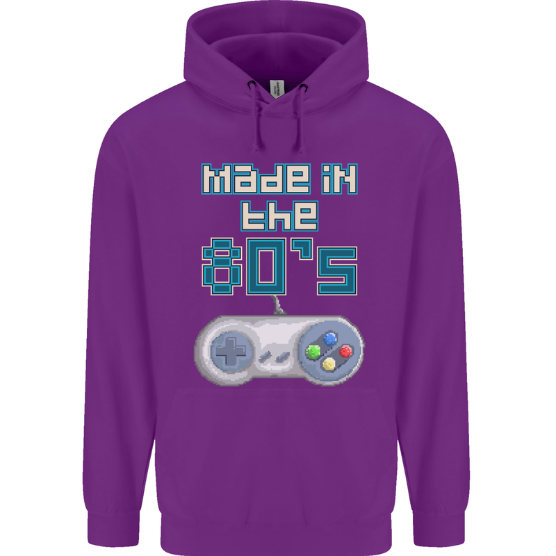 Made in the 80's Funny Birthday Retro Mens 80% Cotton Hoodie Purple