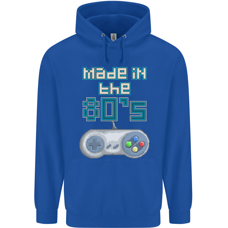 Made in the 80's Funny Birthday Retro Mens 80% Cotton Hoodie Royal Blue
