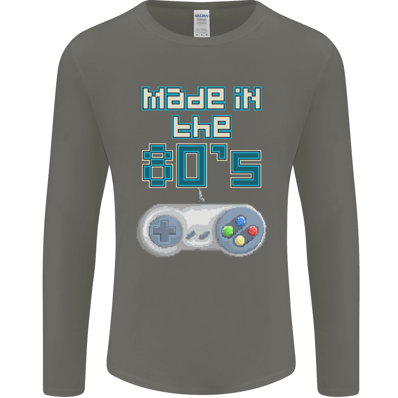 Made in the 80's Funny Birthday Retro Mens Long Sleeve T-Shirt Charcoal