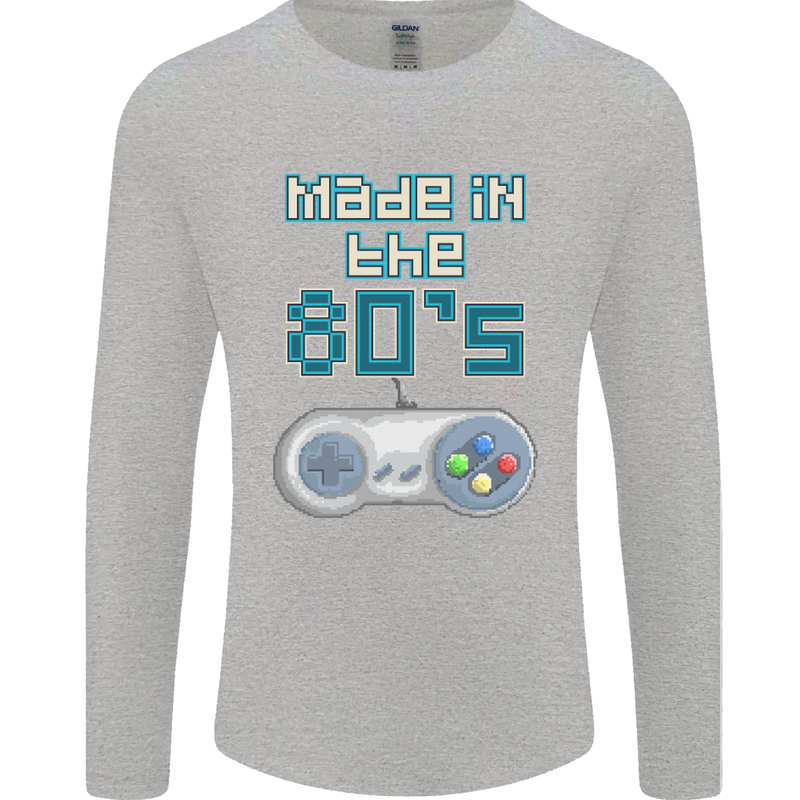 Made in the 80's Funny Birthday Retro Mens Long Sleeve T-Shirt Sports Grey