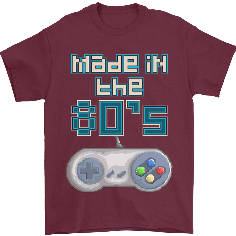 Made in the 80's Funny Birthday Retro Mens T-Shirt 100% Cotton Maroon