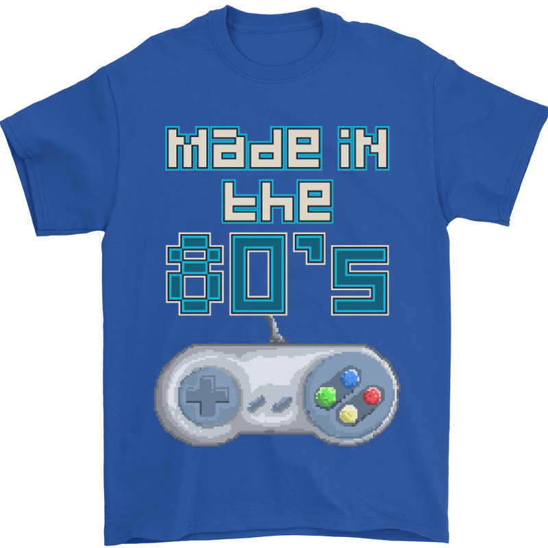 Made in the 80's Funny Birthday Retro Mens T-Shirt 100% Cotton Royal Blue