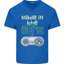 Made in the 80's Funny Birthday Retro Mens V-Neck Cotton T-Shirt Royal Blue