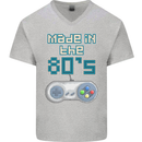 Made in the 80's Funny Birthday Retro Mens V-Neck Cotton T-Shirt Sports Grey