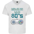 Made in the 80's Funny Birthday Retro Mens V-Neck Cotton T-Shirt White
