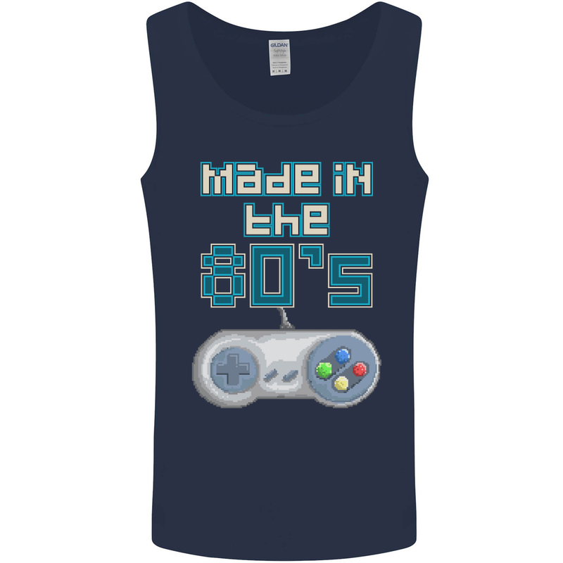 Made in the 80's Funny Birthday Retro Mens Vest Tank Top Navy Blue