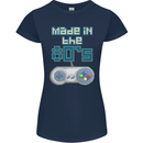 Made in the 80's Funny Birthday Retro Womens Petite Cut T-Shirt Navy Blue