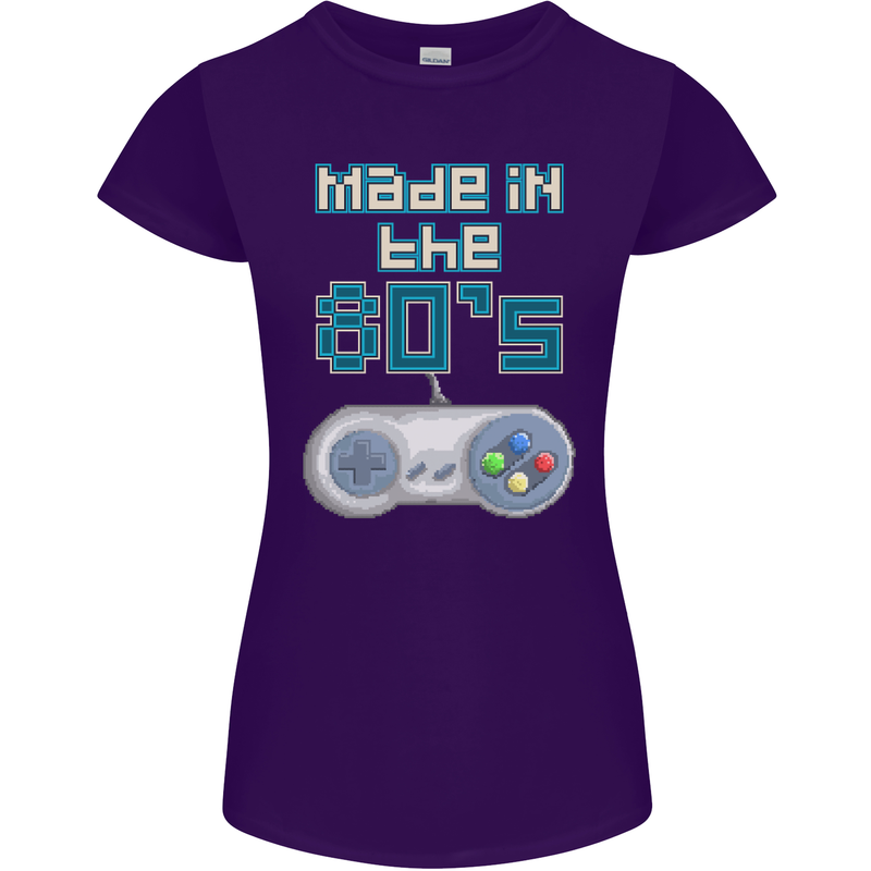 Made in the 80's Funny Birthday Retro Womens Petite Cut T-Shirt Purple