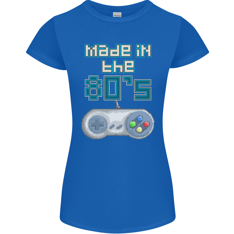 Made in the 80's Funny Birthday Retro Womens Petite Cut T-Shirt Royal Blue