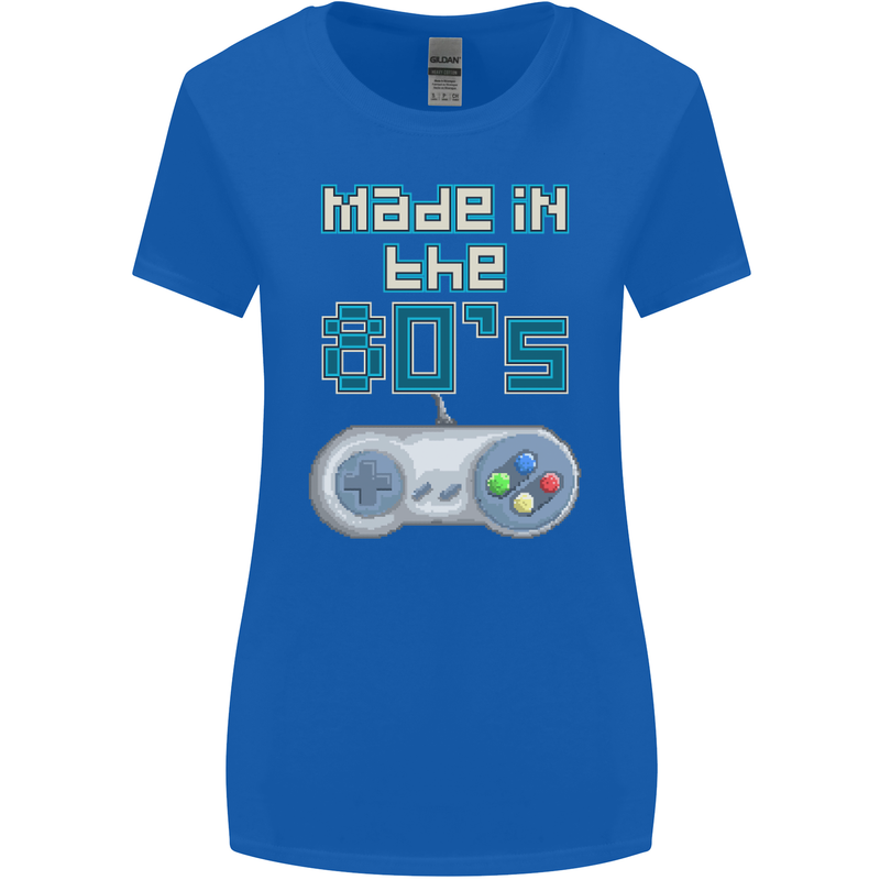 Made in the 80's Funny Birthday Retro Womens Wider Cut T-Shirt Royal Blue