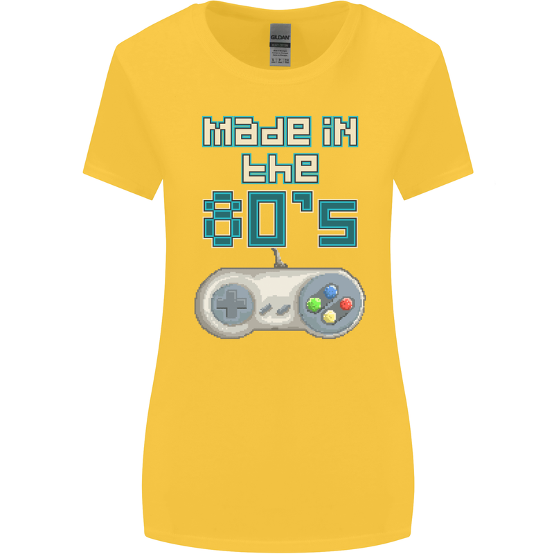 Made in the 80's Funny Birthday Retro Womens Wider Cut T-Shirt Yellow