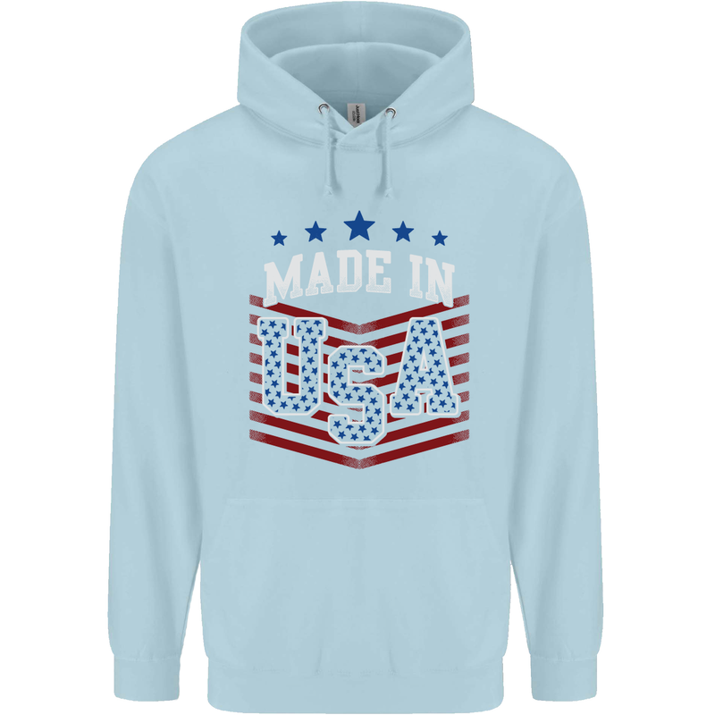 Made in the USA America American Childrens Kids Hoodie Light Blue