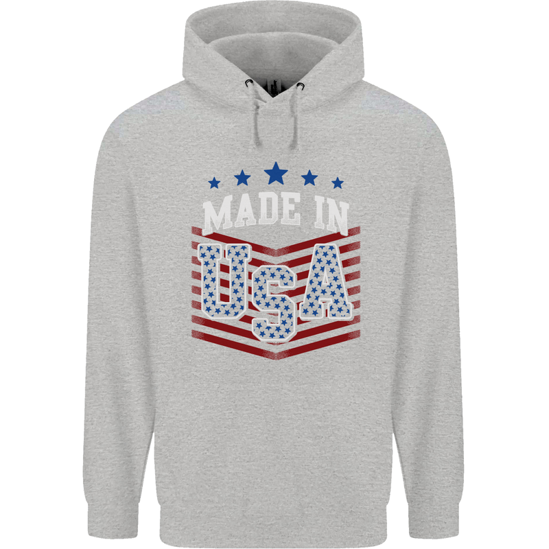 Made in the USA America American Childrens Kids Hoodie Sports Grey