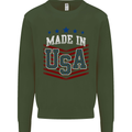 Made in the USA America American Kids Sweatshirt Jumper Forest Green
