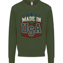 Made in the USA America American Kids Sweatshirt Jumper Forest Green