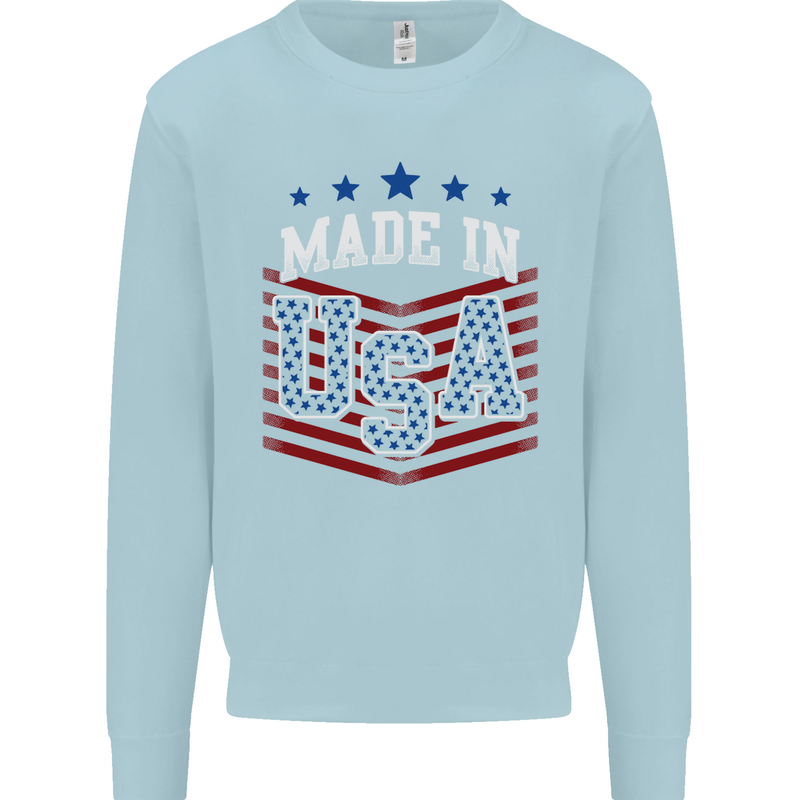 Made in the USA America American Kids Sweatshirt Jumper Light Blue