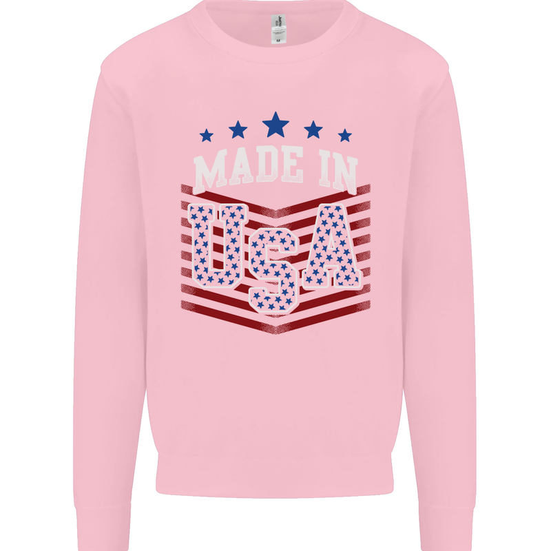 Made in the USA America American Kids Sweatshirt Jumper Light Pink
