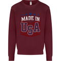 Made in the USA America American Kids Sweatshirt Jumper Maroon