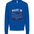 Made in the USA America American Kids Sweatshirt Jumper Royal Blue