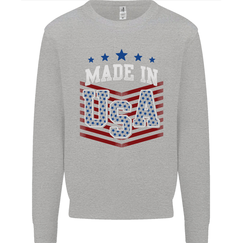 Made in the USA America American Kids Sweatshirt Jumper Sports Grey