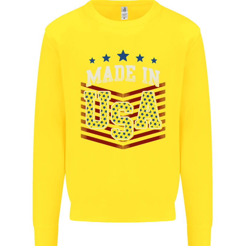 Made in the USA America American Kids Sweatshirt Jumper Yellow