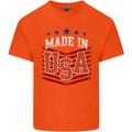Made in the USA America American Kids T-Shirt Childrens Orange