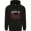 Made in the USA America American Mens 80% Cotton Hoodie Black