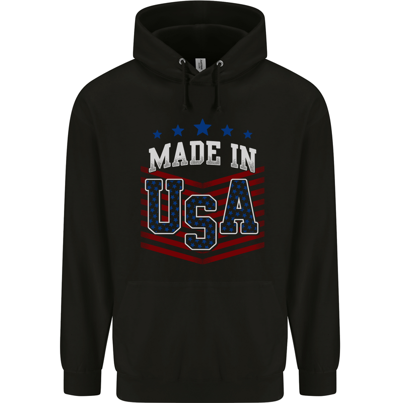 Made in the USA America American Mens 80% Cotton Hoodie Black