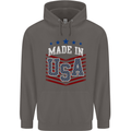 Made in the USA America American Mens 80% Cotton Hoodie Charcoal