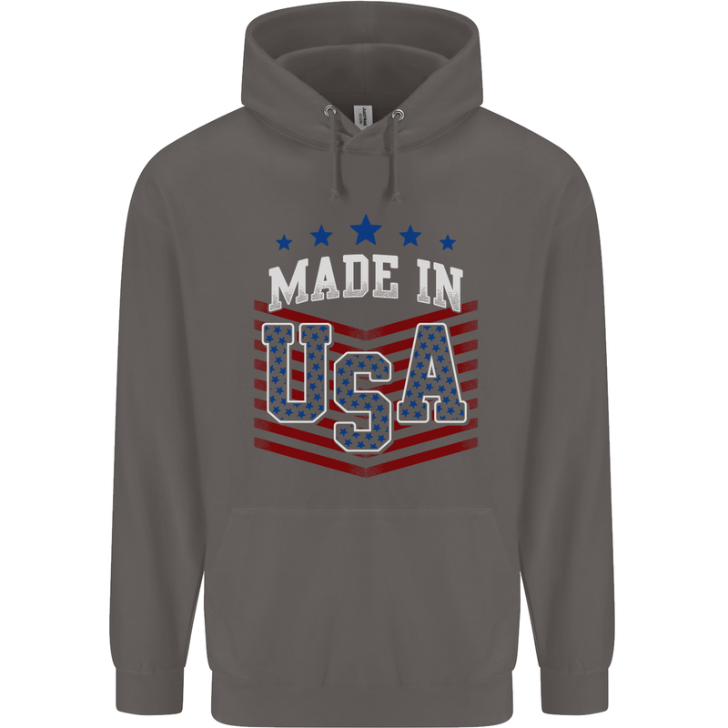 Made in the USA America American Mens 80% Cotton Hoodie Charcoal