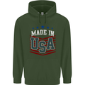 Made in the USA America American Mens 80% Cotton Hoodie Forest Green
