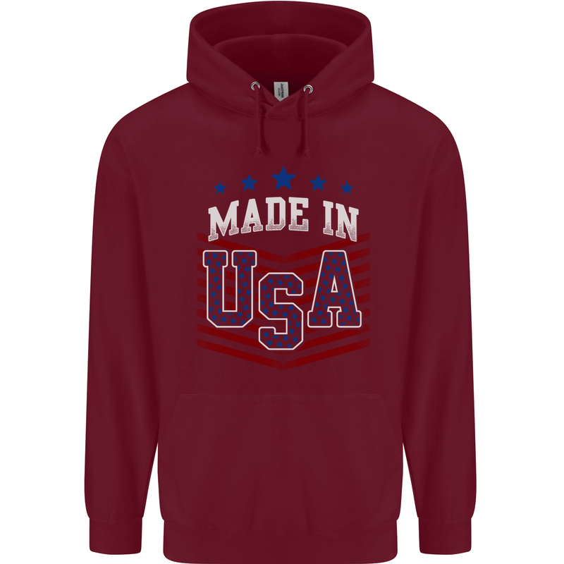 Made in the USA America American Mens 80% Cotton Hoodie Maroon