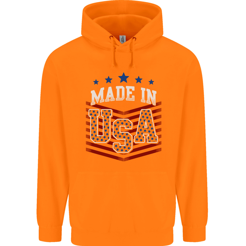 Made in the USA America American Mens 80% Cotton Hoodie Orange