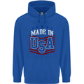 Made in the USA America American Mens 80% Cotton Hoodie Royal Blue